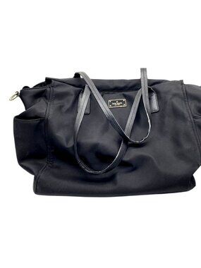 Kate Spade Black Nylon‎ Diaper Bag With Leather Straps & Multiple Pockets